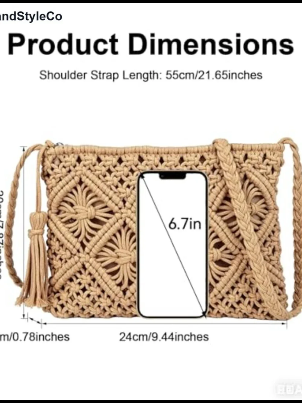 Boho Crochet Crossbody Bag Women's Woven Straw Beach Shoulder Purse with Tassel